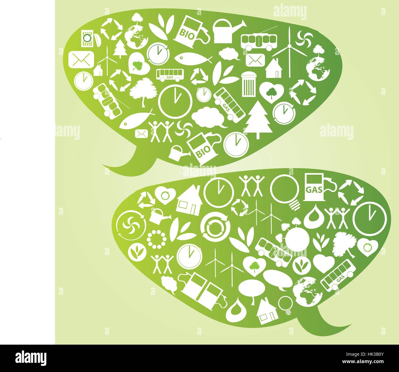Speech or Thought Bubble With Eco and Environmental Icons - Vector ...