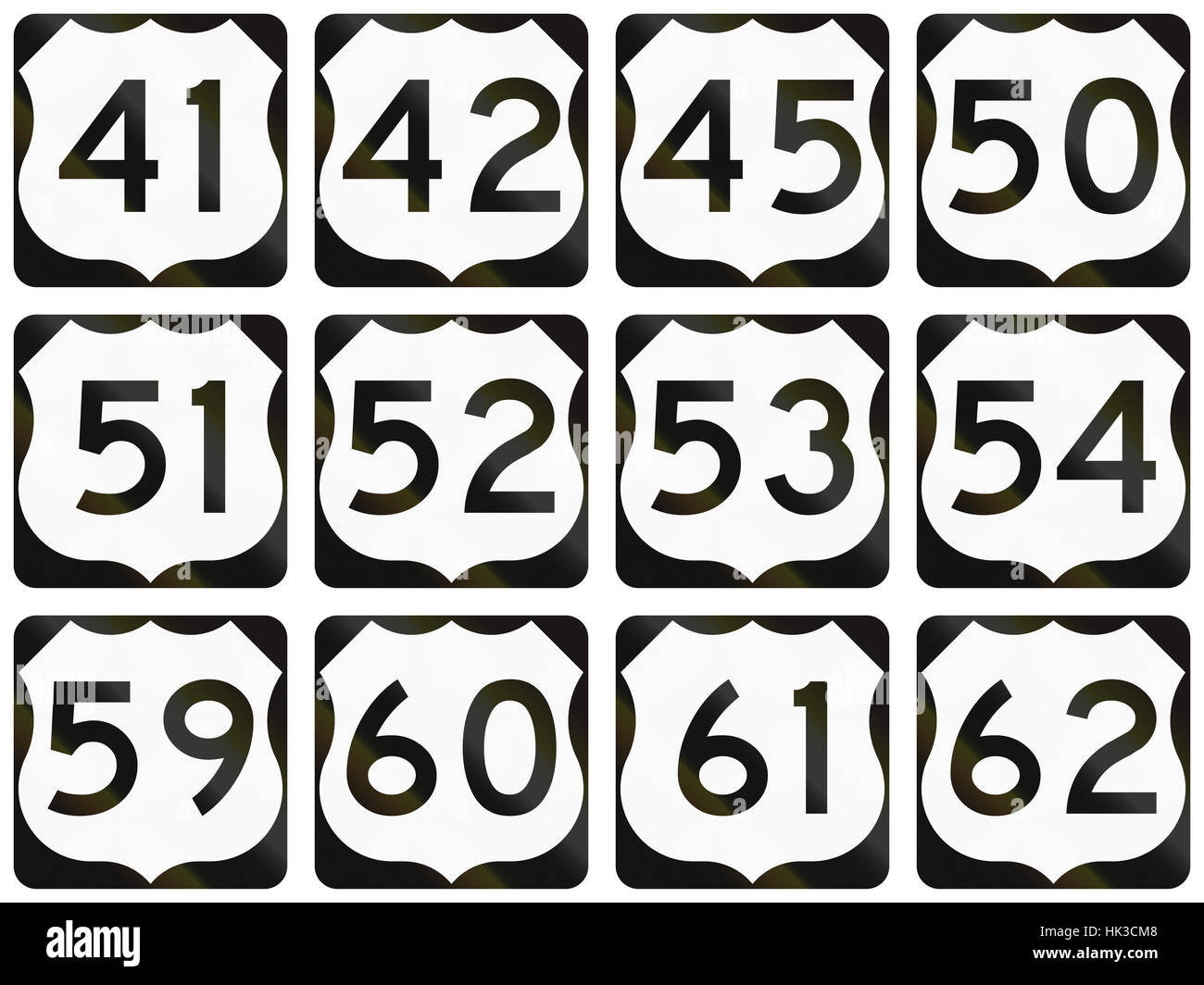 Collection of general United States Route shields. Stock Photo