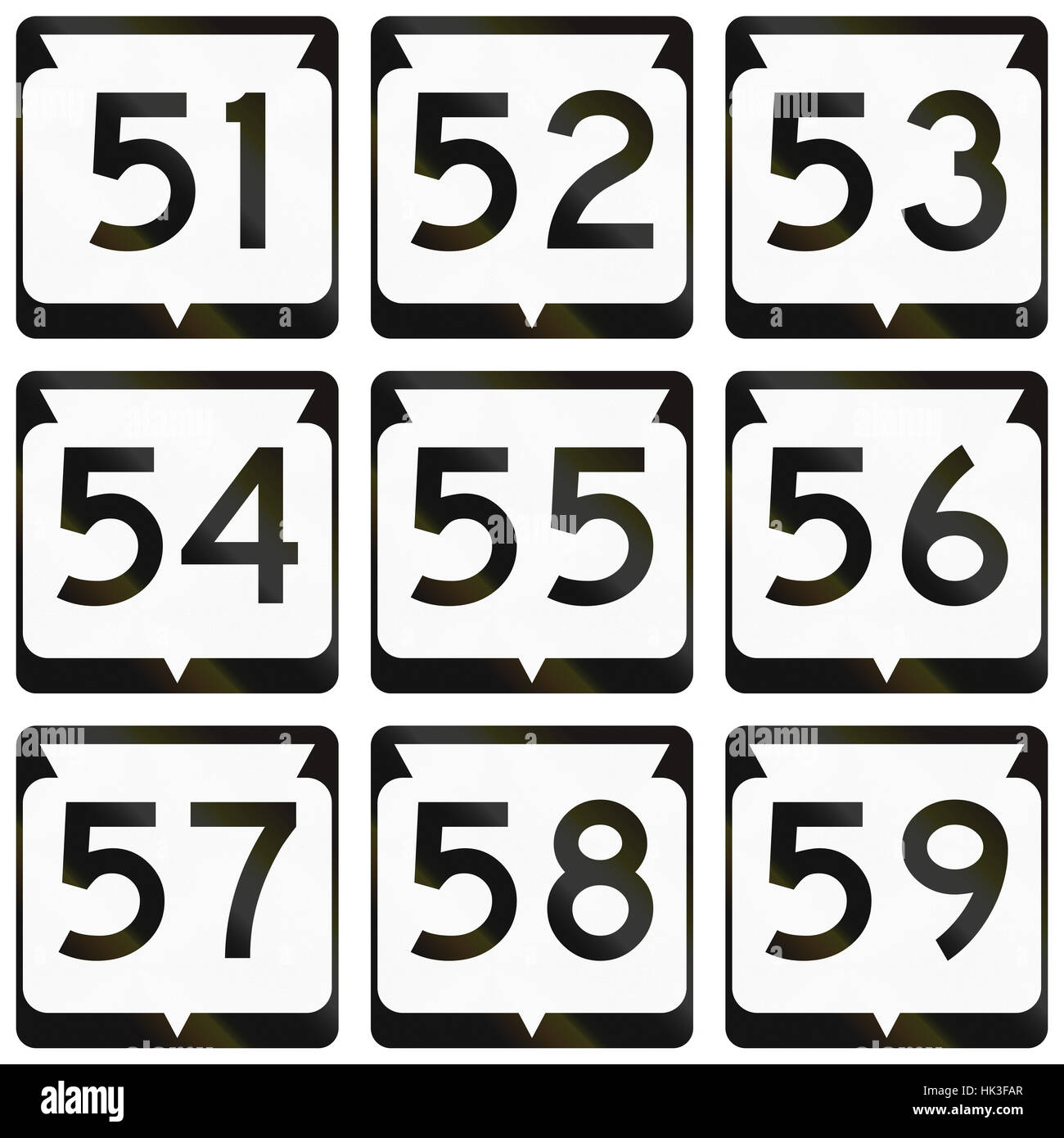 Collection of Wisconsin Route shields used in the USA. Stock Photo