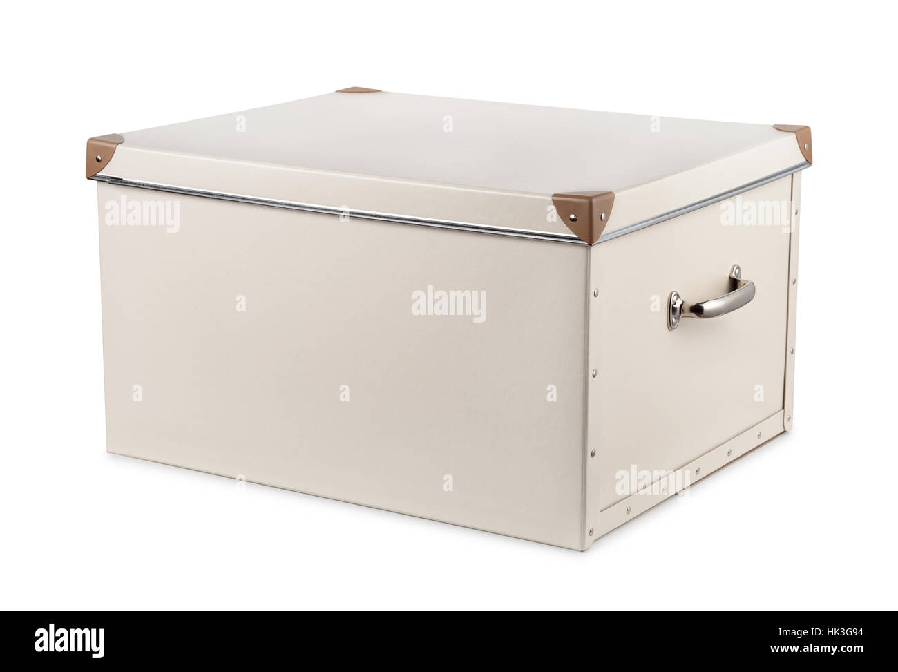 Grey storage box with lid isolated on white Stock Photo