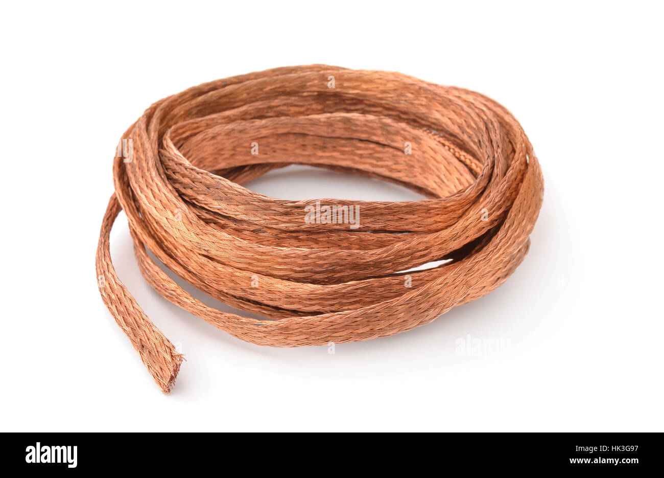 Flexible copper braid isolated on white Stock Photo