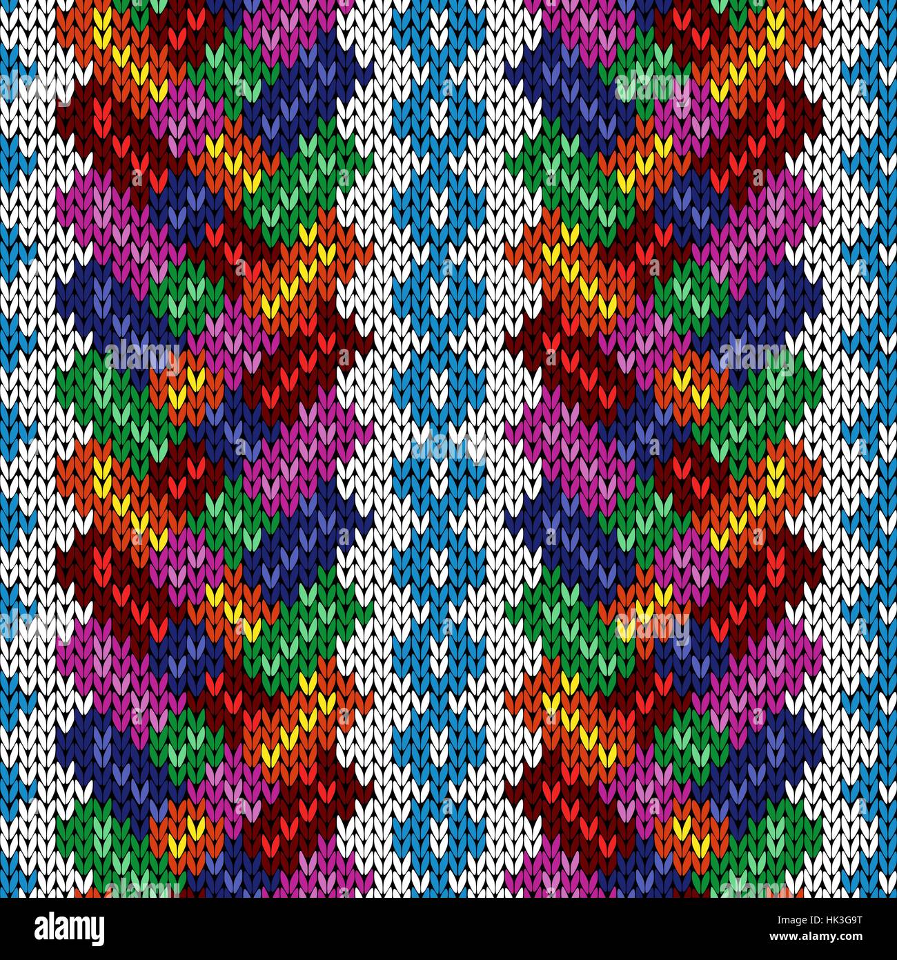 Multicolor ornate seamless knitted vector pattern as a fabric texture ...