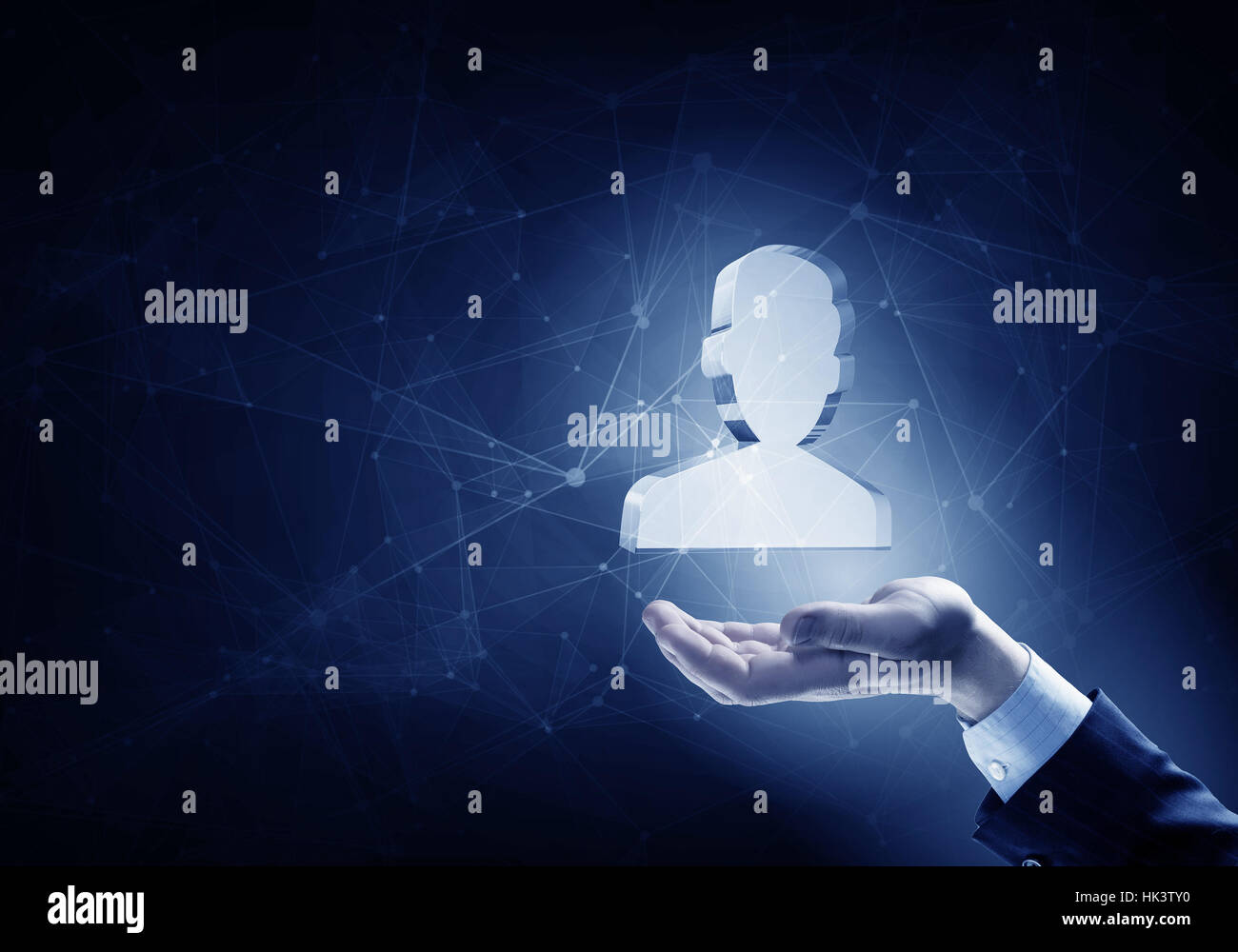Businessman hand on dark background holding male symbol Stock Photo - Alamy