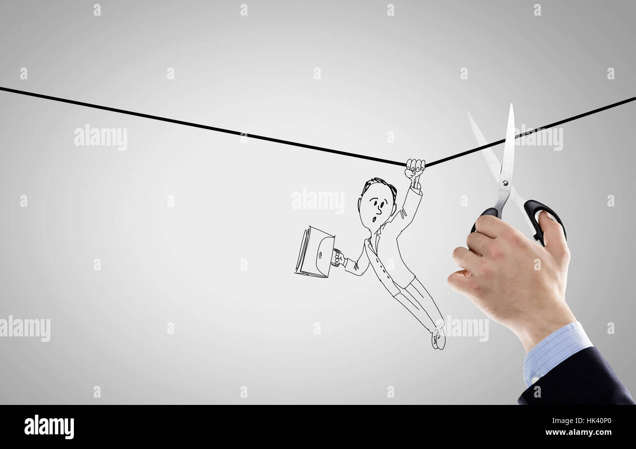 Hand Cutting Rop Scissors caricature hi-res stock photography and images - Alamy