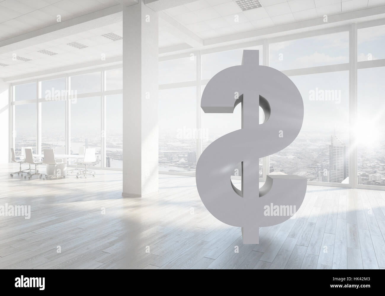 Big dollar symbol on modern office window background Stock Photo - Alamy