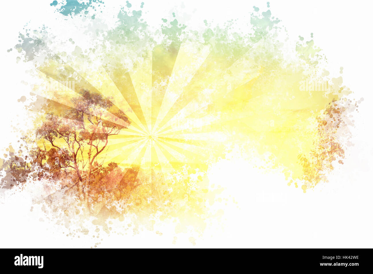 Abstract background image with sun rays and nature illustration Stock ...