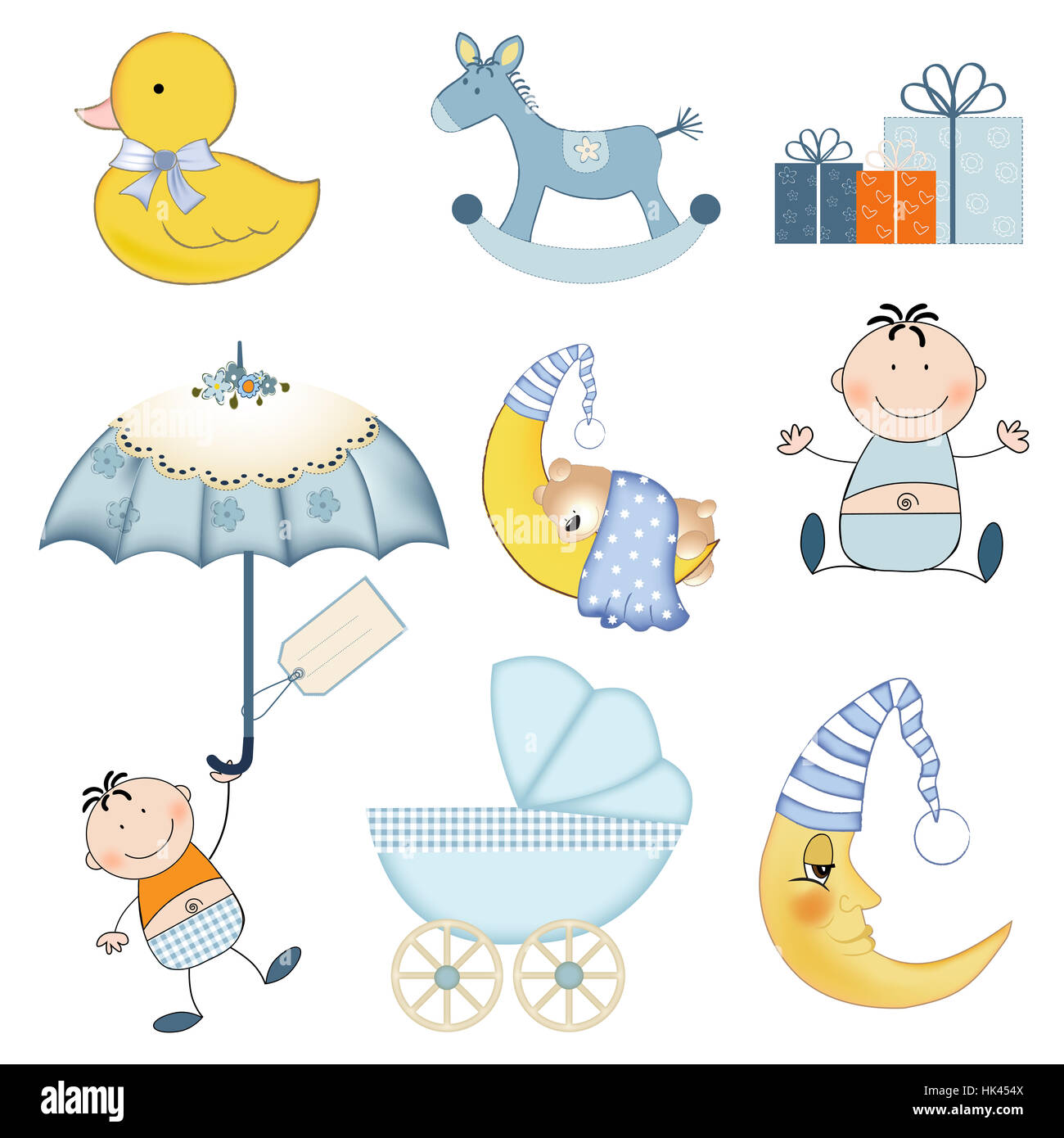 new, baby, illustration, welcome, set, cartoon, vector, boy, lad, male Stock Photo