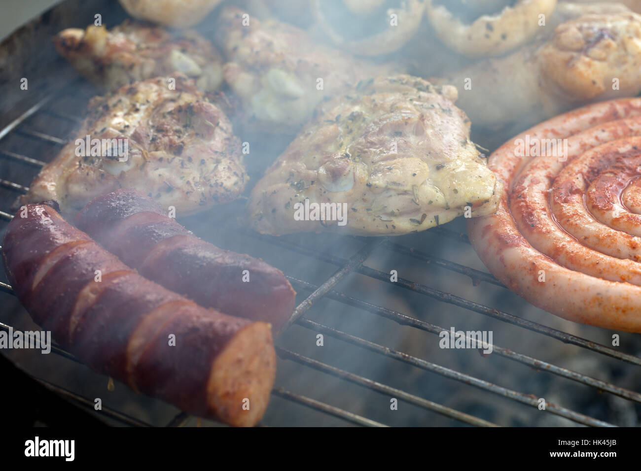 sausage, mushroom, fungus, grill, barbecue, barbeque, chicken, bbq, bar