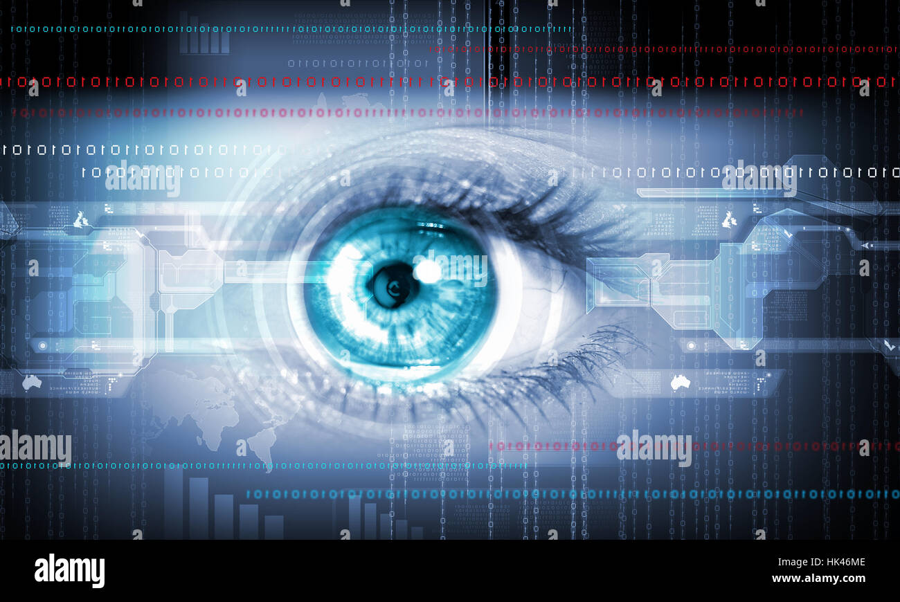 Techinical Eye Close-up high-tech image of human eye. Technology concept Stock Photo ...