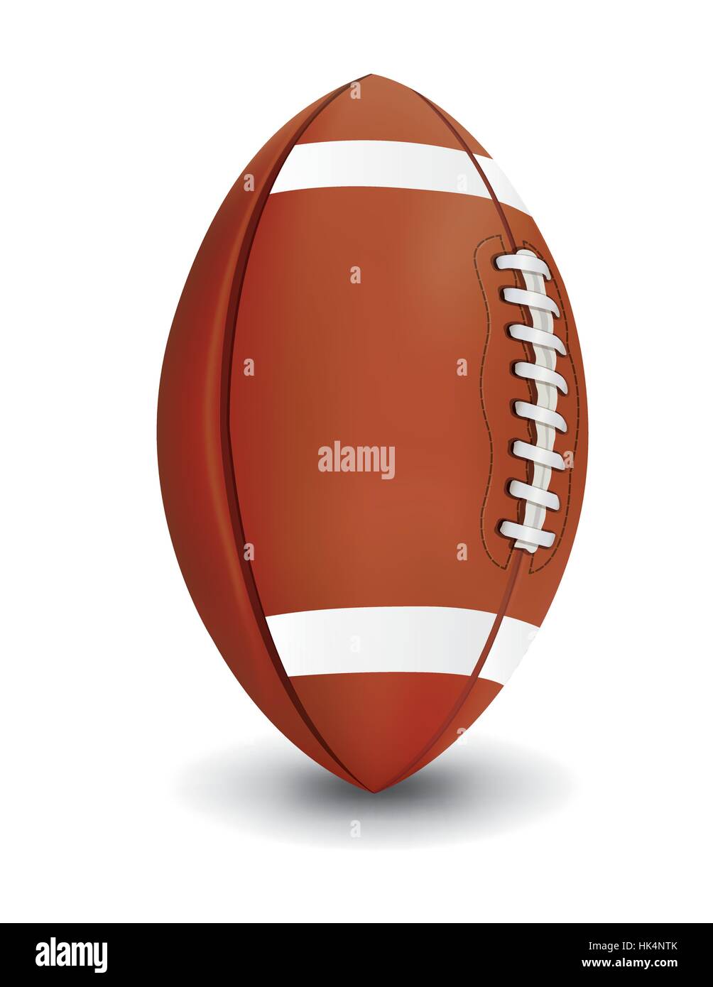 A photo realistic American football standing on end on an isolated white background illustration