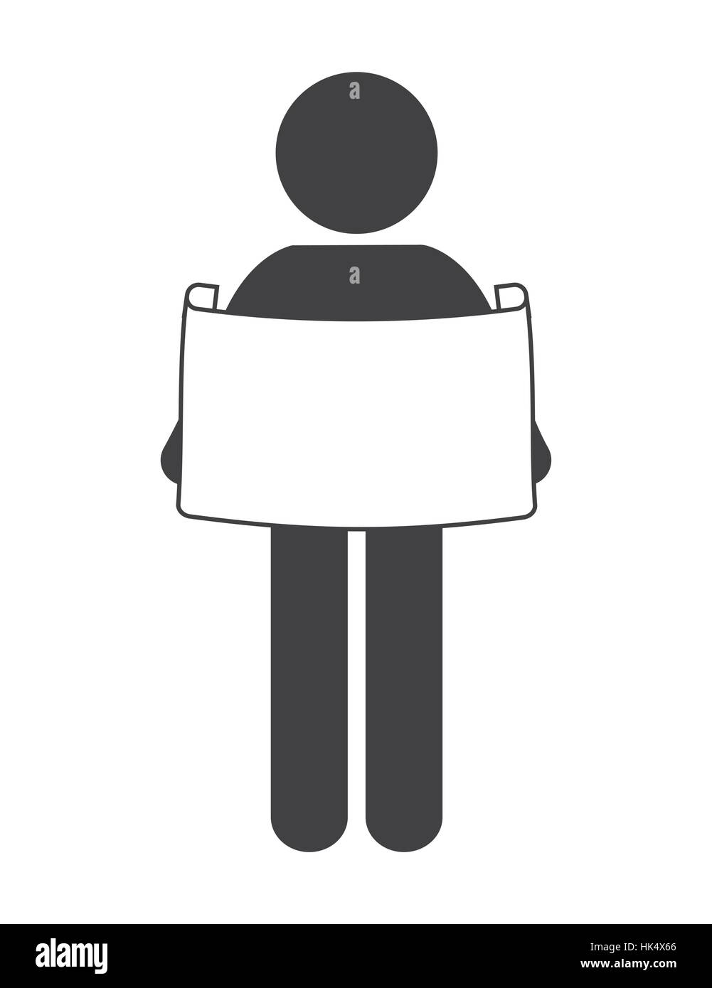 person pictogram reading big piece of paper icon image vector ...