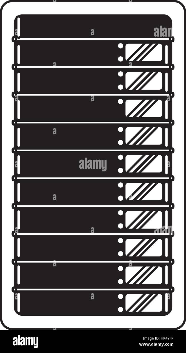 data center server technology storage line shadow vector illustration ...