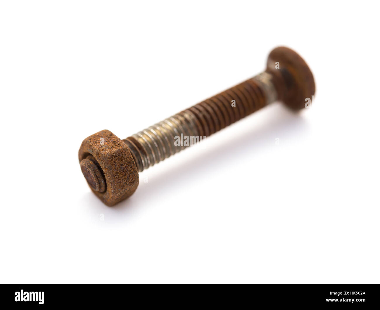 rusty nut and bolt on a white background Stock Photo