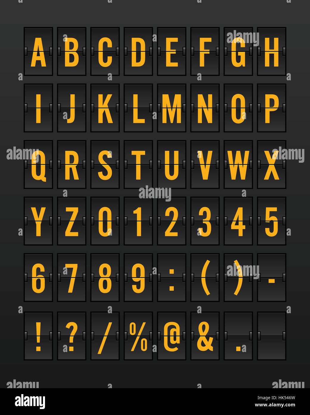 Airport Mechanical Flip Board Panel Font - Yellow/Orange Font on Dark ...