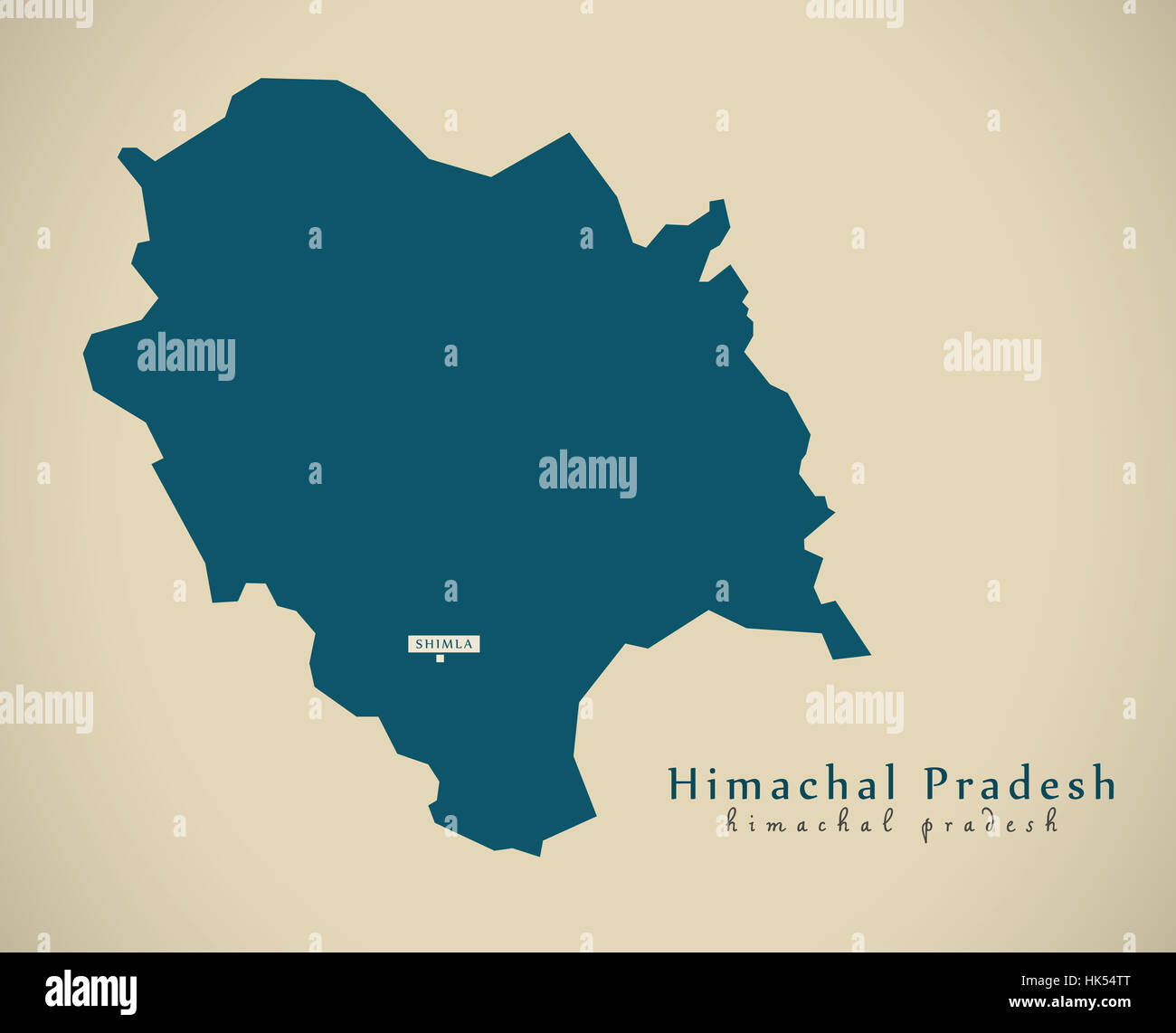 Modern Map - Himachal Pradesh IN India federal state illustration silhouette Stock Photo