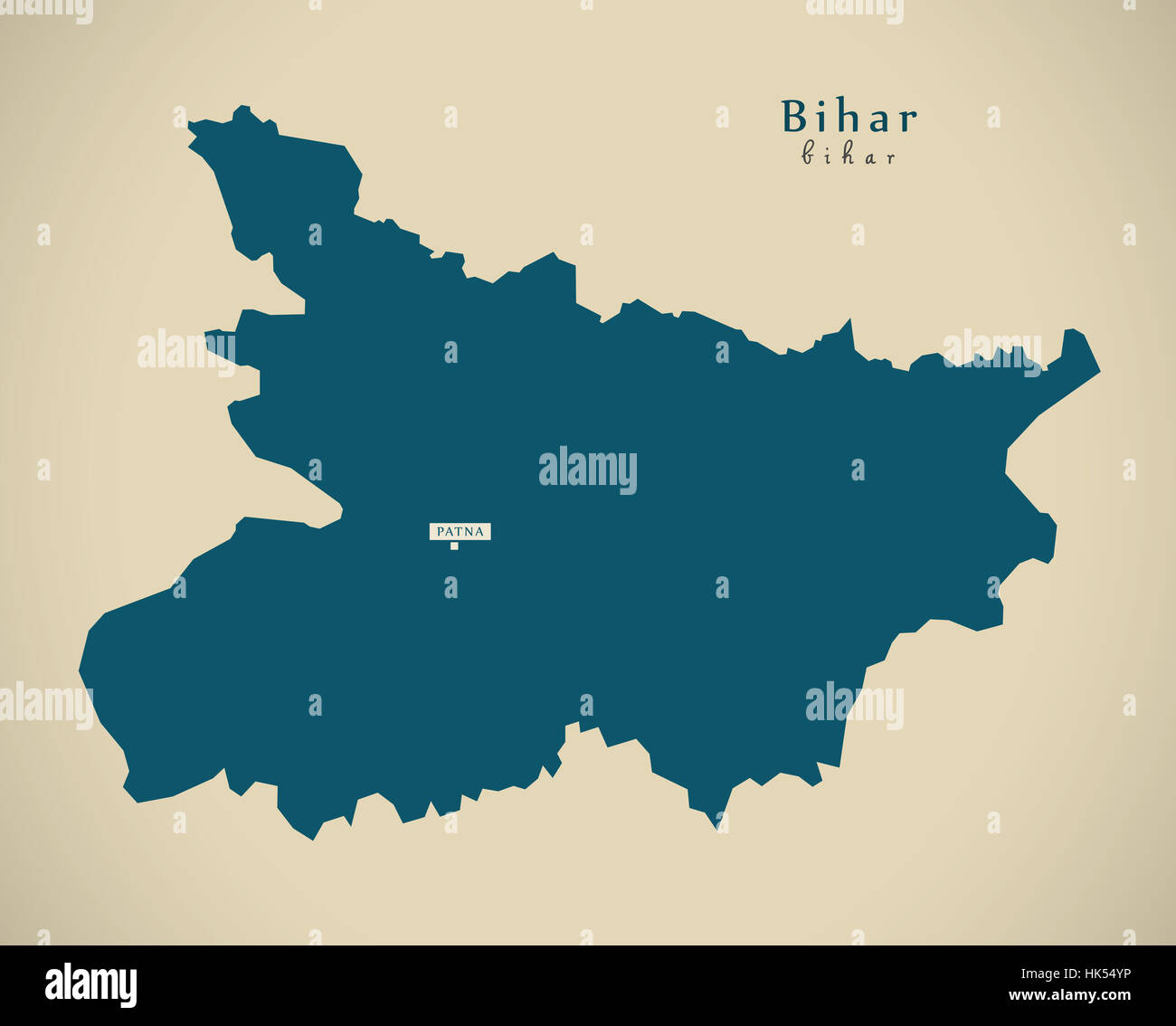 Modern Map - Bihar IN India federal state illustration silhouette Stock Photo