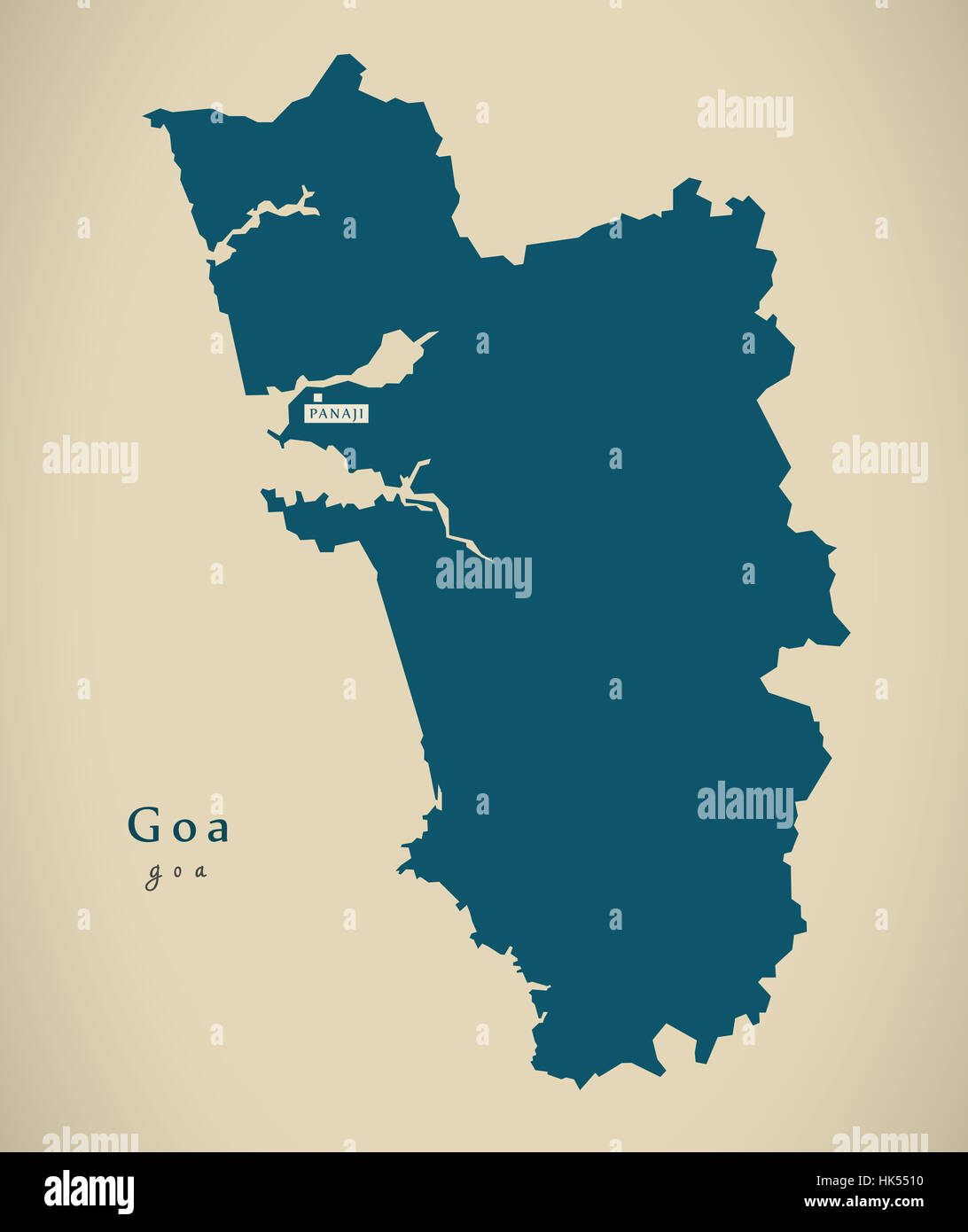 Modern Map - Goa IN India federal state illustration silhouette Stock Photo