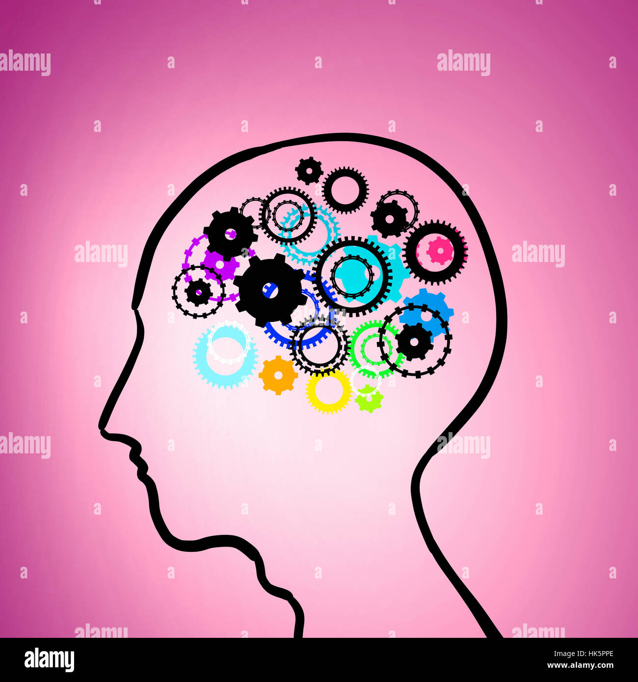 Silhouette of human head with gears mechanism instead of brain hi-res ...