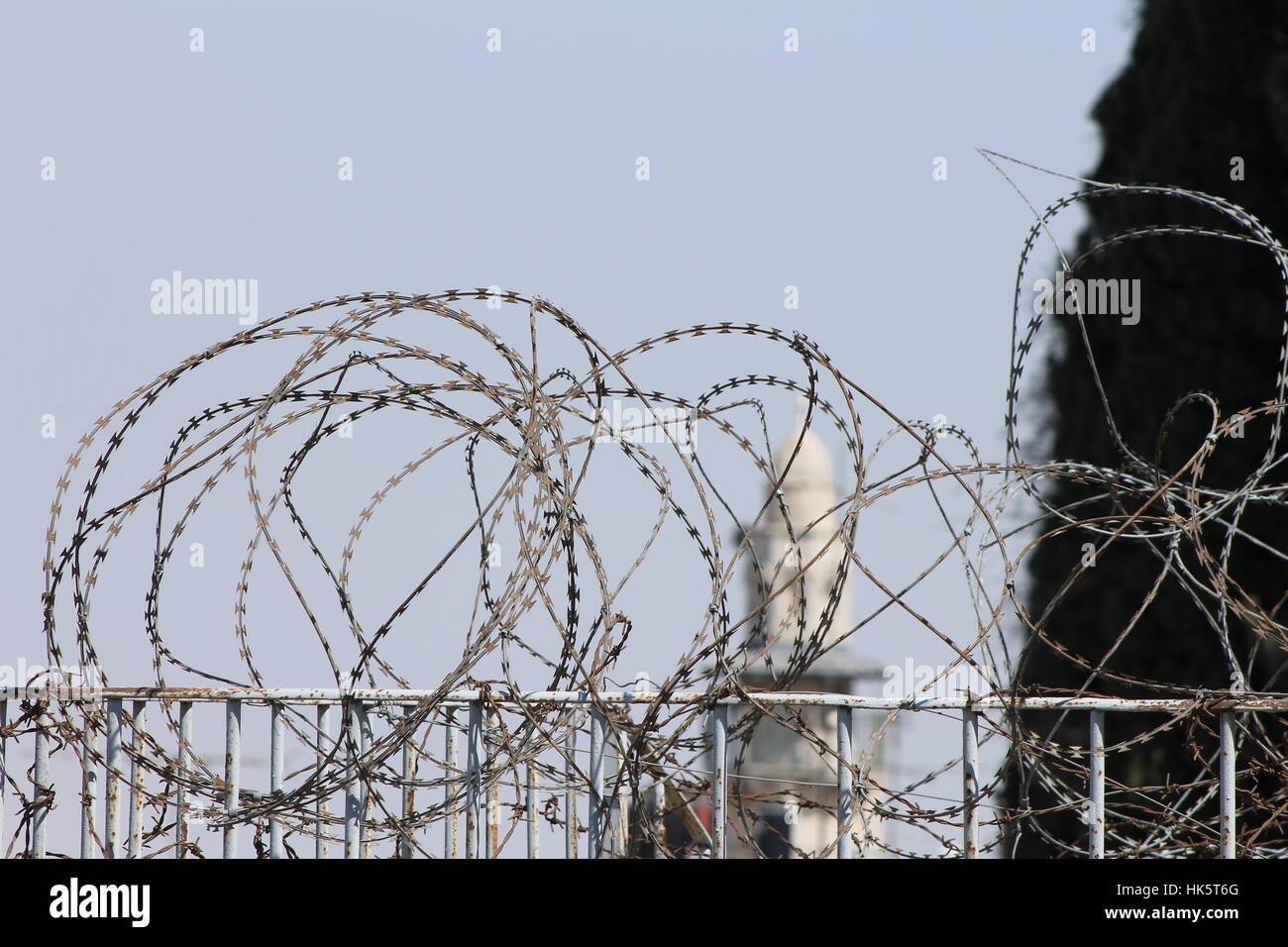 war, fear, peace, barbed wire, excluded, jail, caged, war, fear, peace, barbed Stock Photo