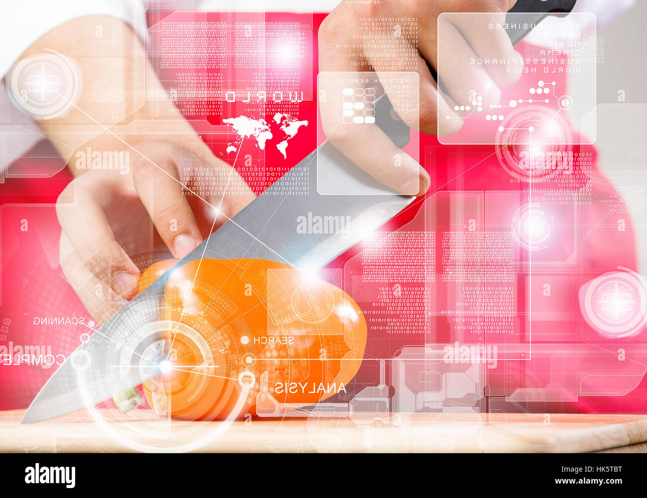 Close up of cook hands cutting vegetables with knife Stock Photo - Alamy