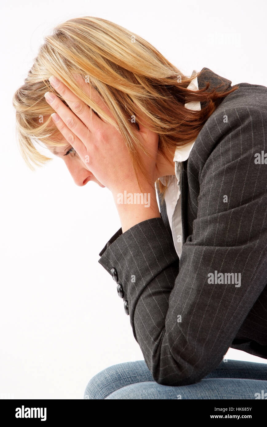 Young woman with depressions Stock Photo