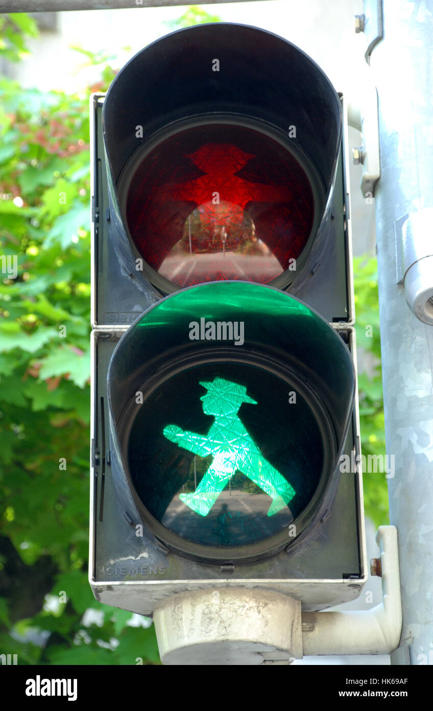Pedestrian light green Esslingen Neckar Baden Wuerttemberg germany Stock Photo