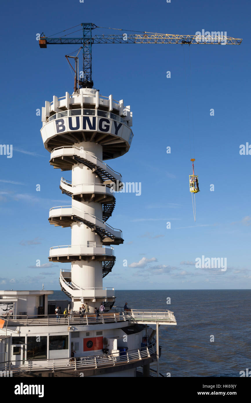 Bungee jump tower on the pier, Scheveningen, The Hague, Holland, The
