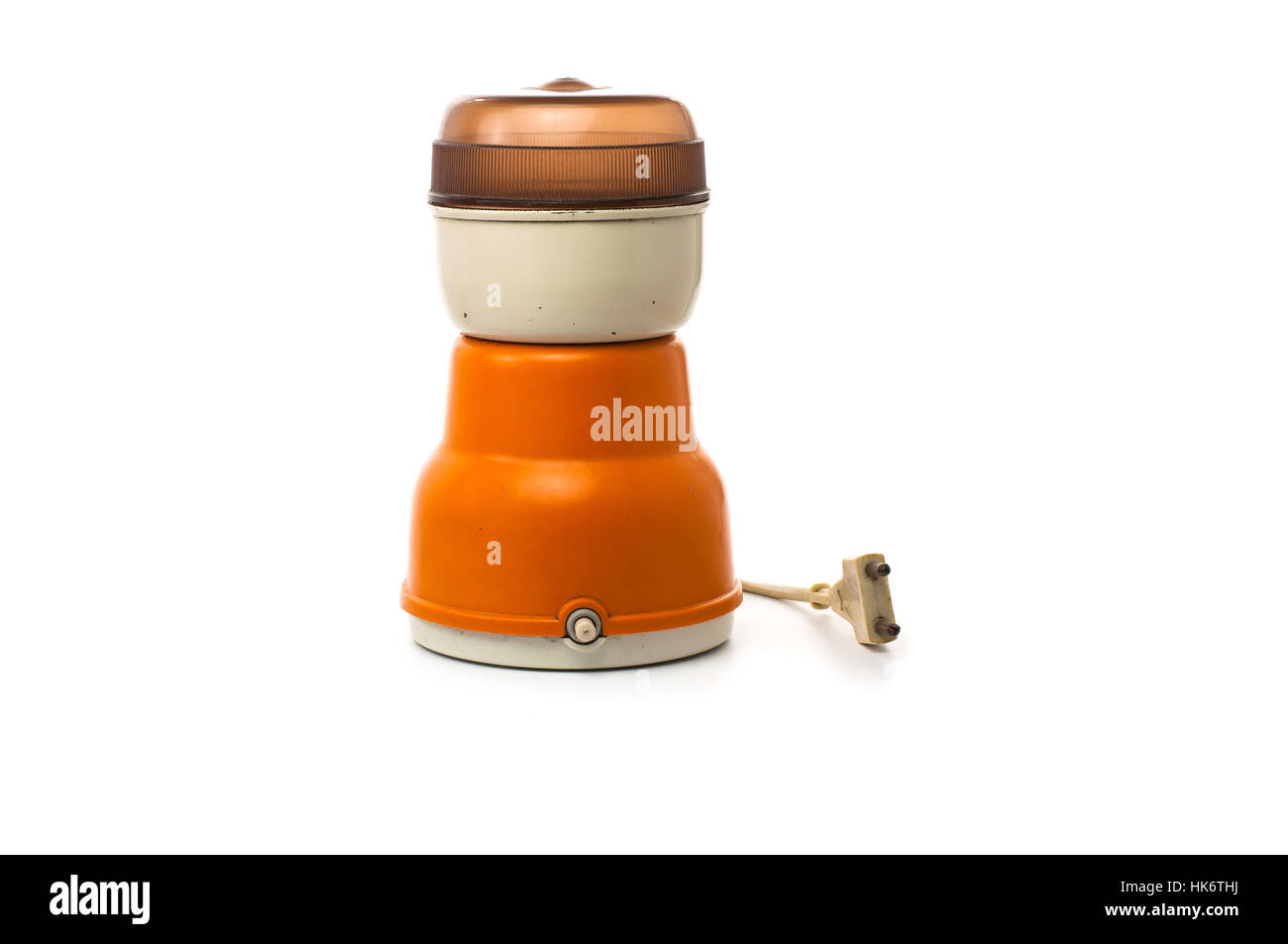 Old electric coffee grinder 70's on white background Stock Photo Alamy