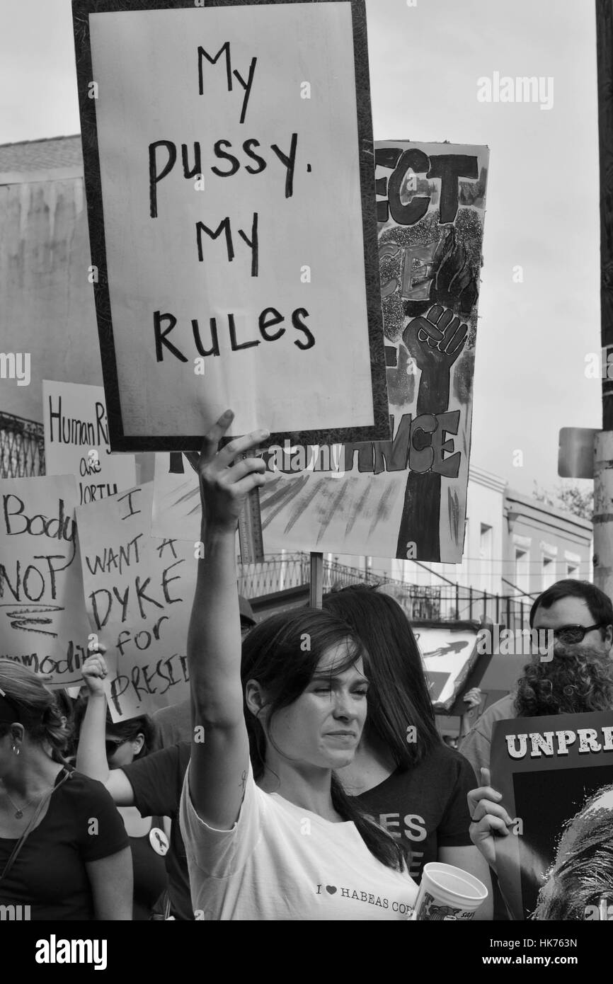 Women's March on January 21, 2017 in New Orleans, Louisiana Stock Photo