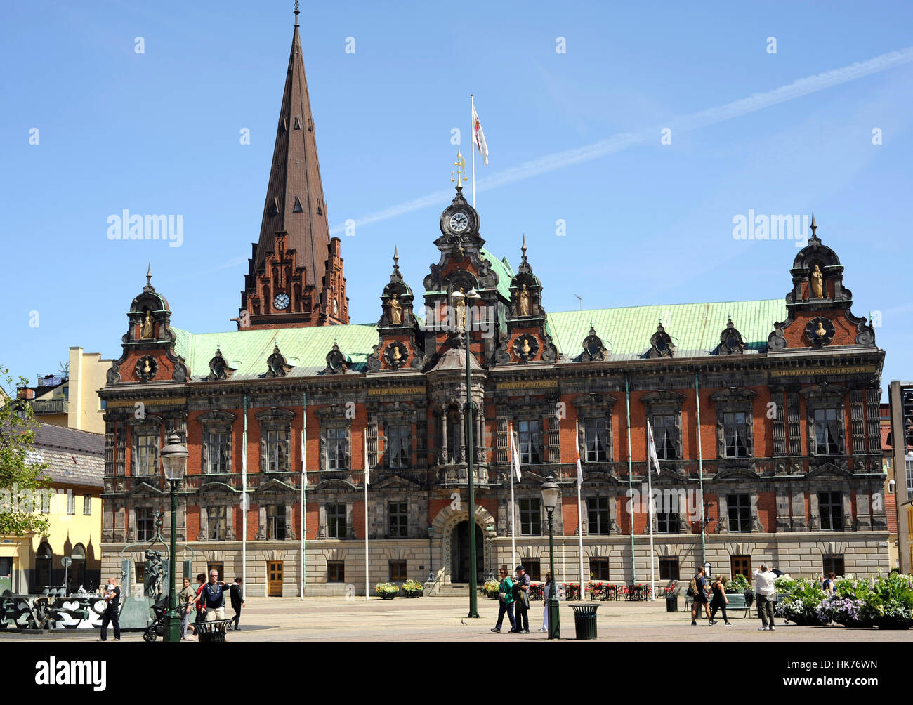 Sweden. Malmo. Stortorget square with the historical town hall, built ...