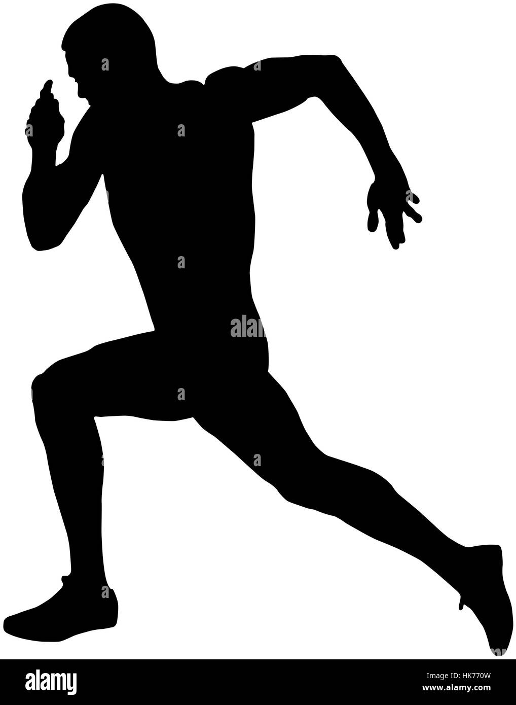 speed running muscular athlete runner black silhouette Stock Photo