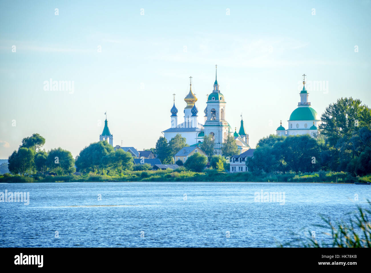 Lake Nero and monastery of St Jacob Saviour, Rostov, Golden ring Russia Stock Photo