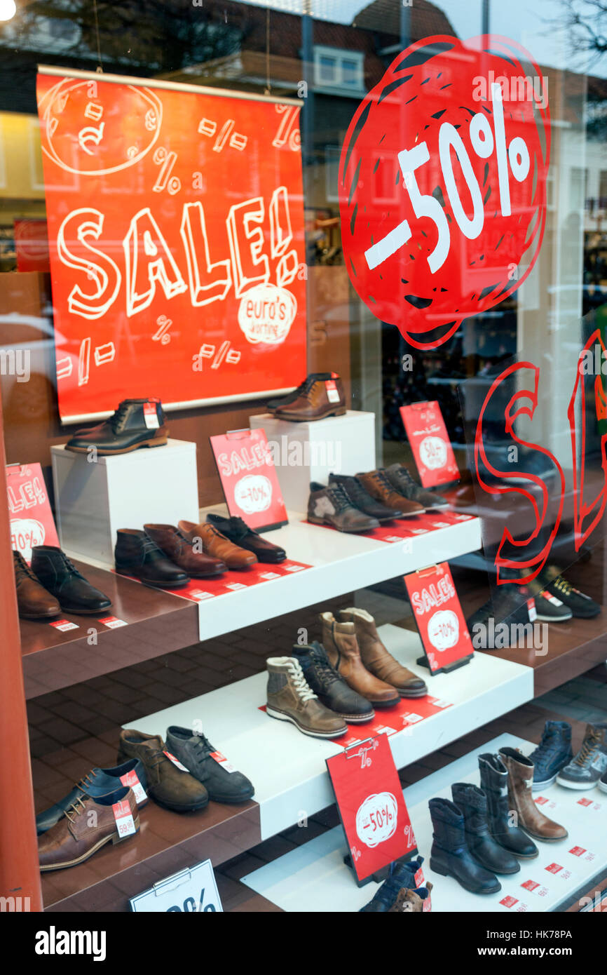 display window of shoe store 