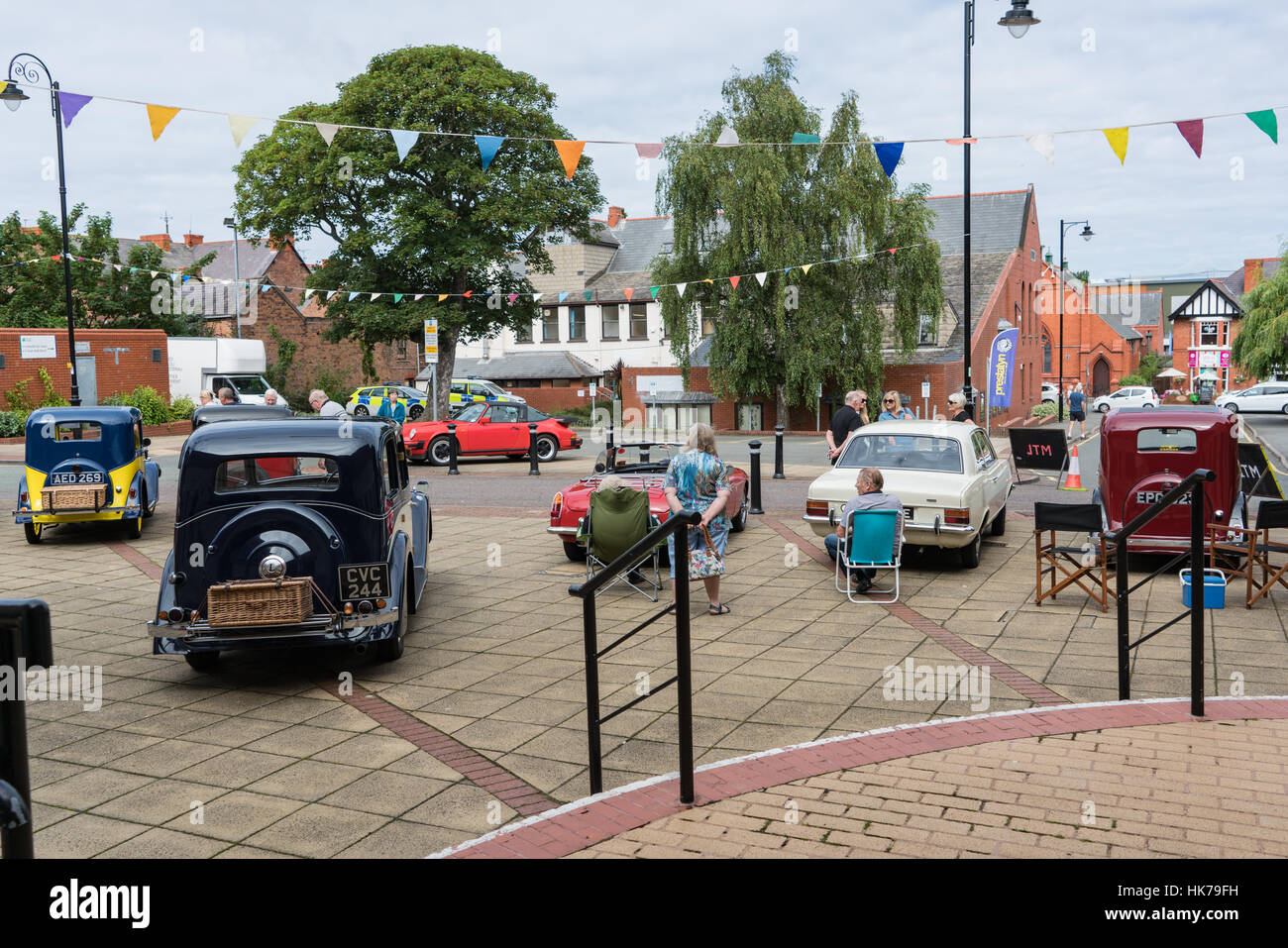 A display of classic cars at the Prestatyn Flower Show Stock Photo