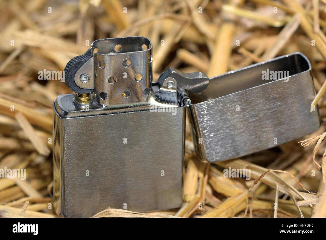 lighter in the straw Stock Photo