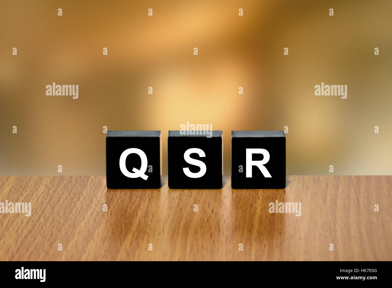 QSR or Quick service restaurant on black block with blurred background Stock Photo