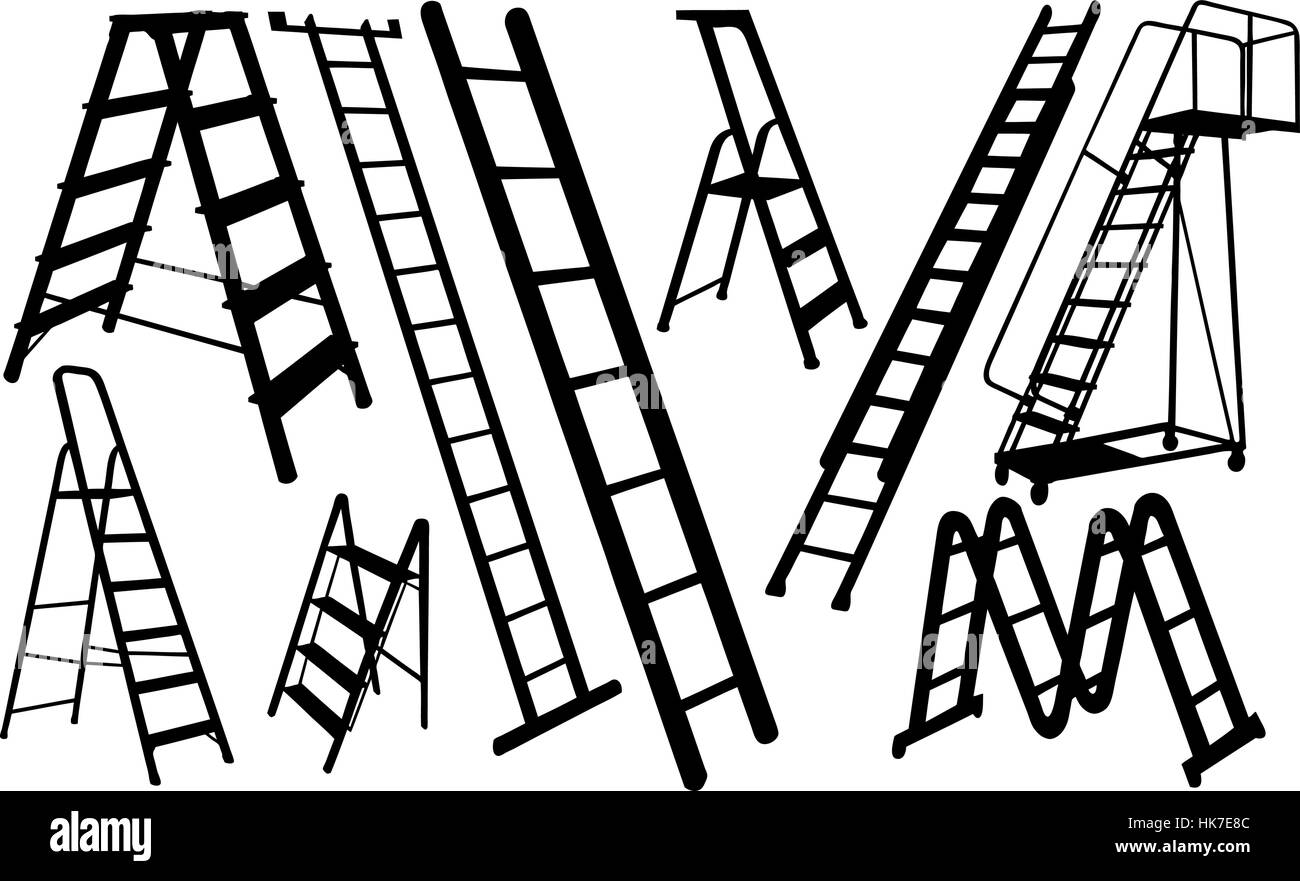 set of different ladders isolated Stock Vector