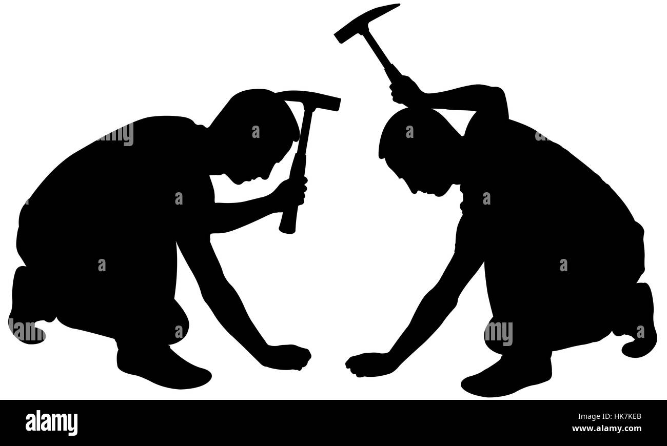 Illustration of different people with hammer Stock Photo