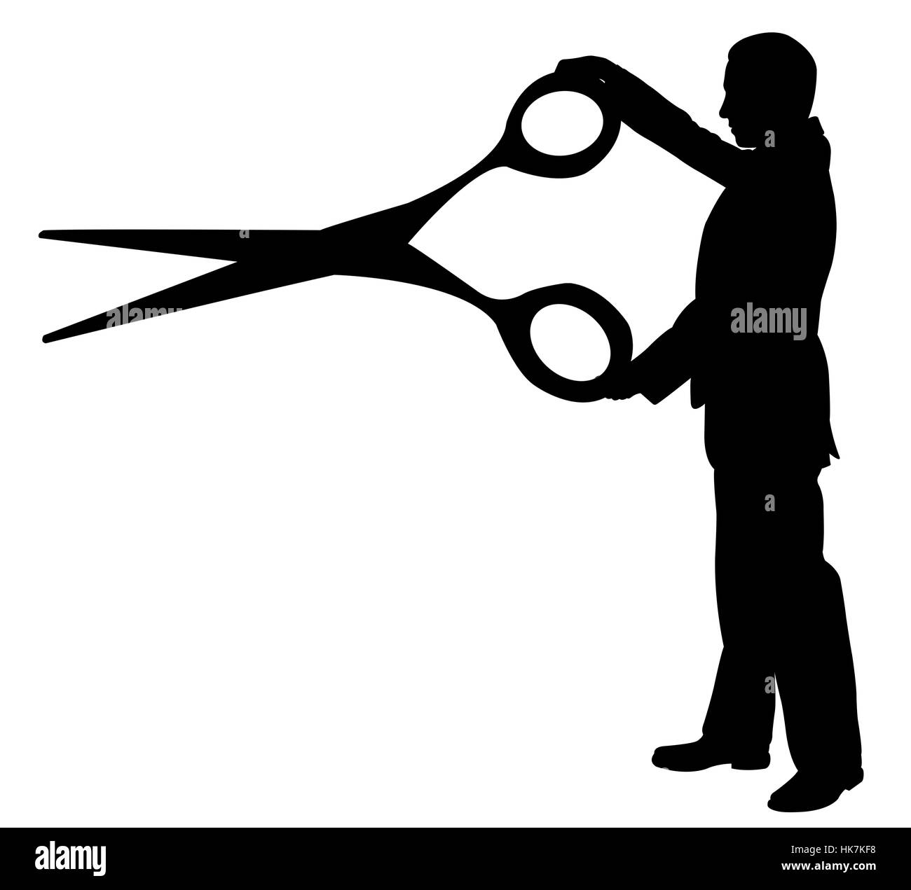 Illustration of man with big scissors Stock Photo