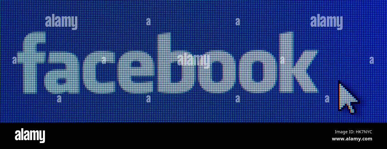 Facebook sign on screen. Stock Photo