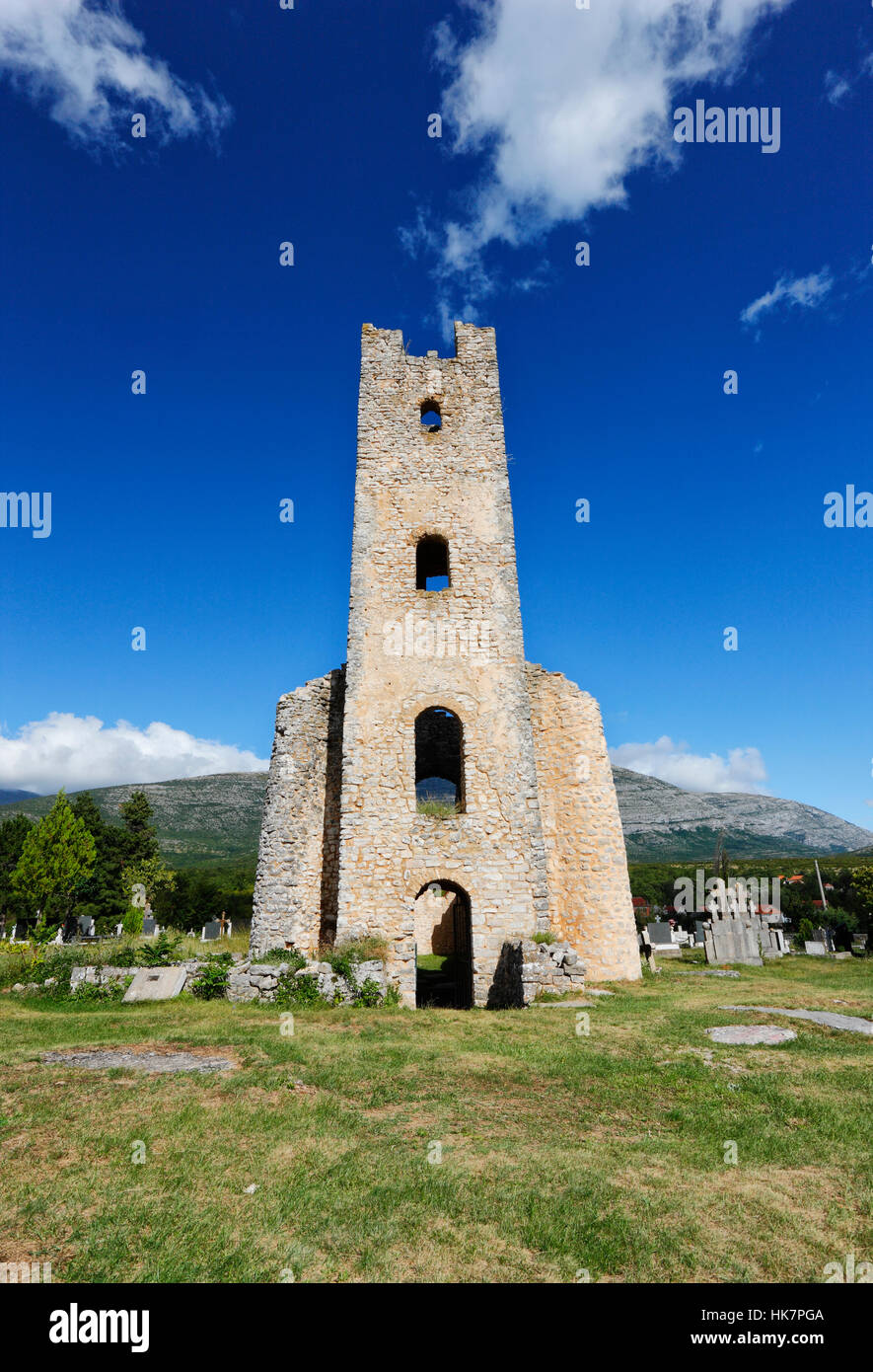 The Church of the Holy Salvation.The oldest church in Croatia (Crkva Sv. Spasa), Pre-Romanesque church in Dalmatia, near source of river Cetina. Stock Photo