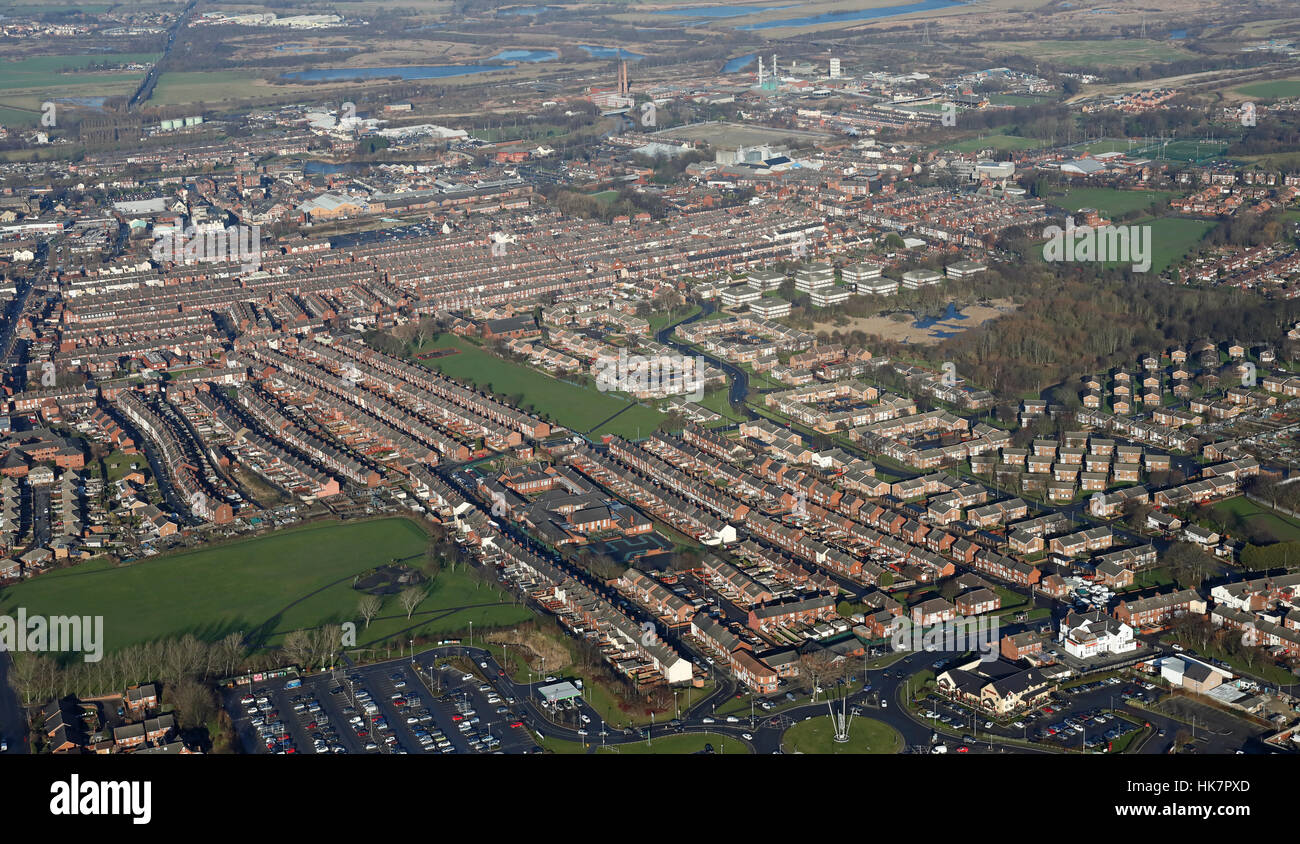 aerial view of Glasshoughton and Castleford, West Yorkshire, UK Stock