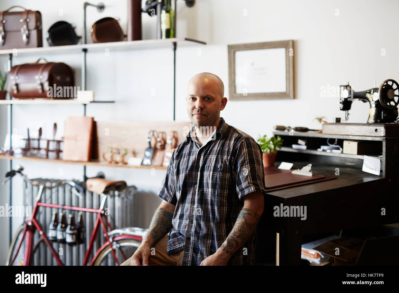 Male tattoo in leather hi-res stock photography and images - Alamy