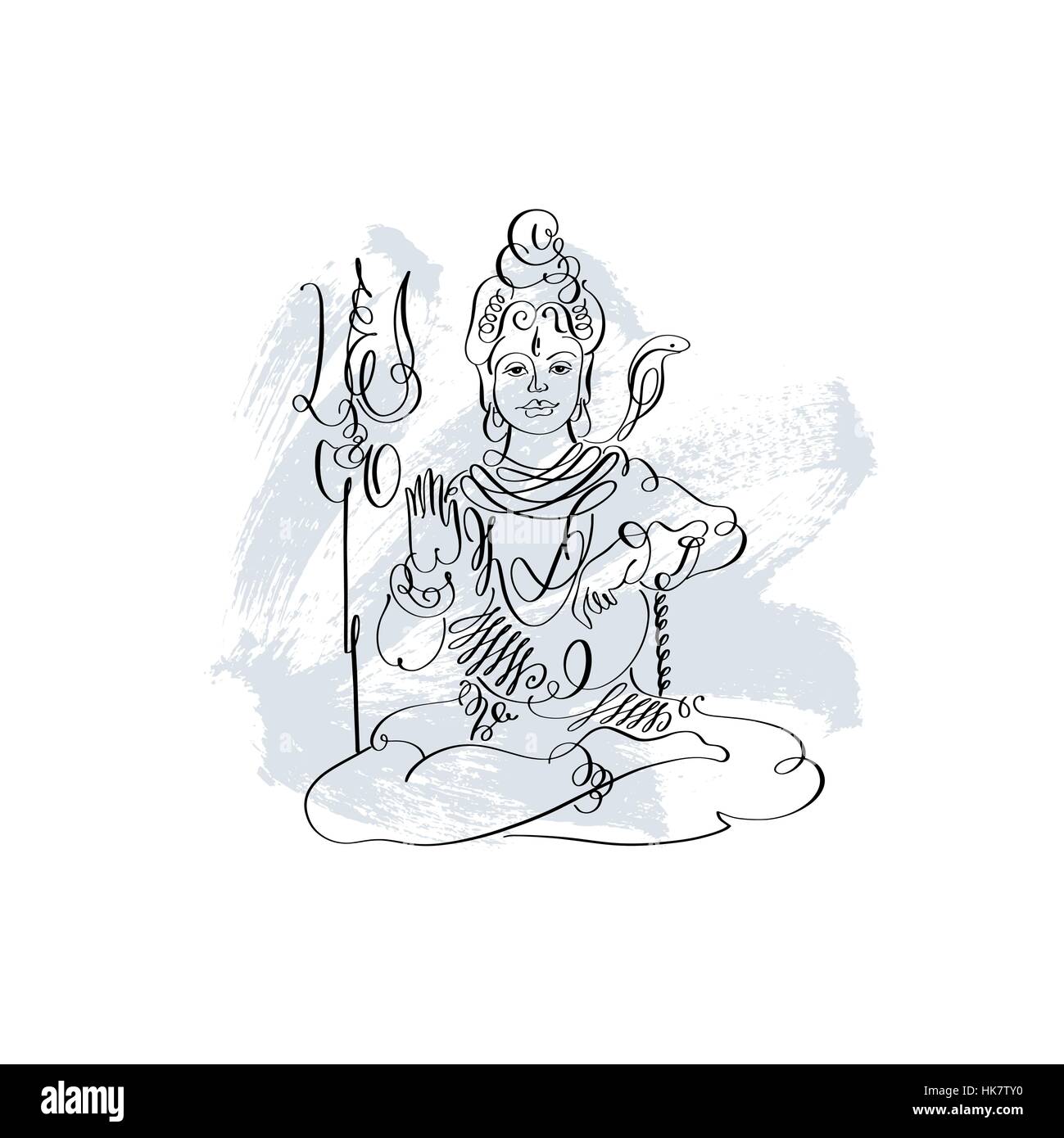 Lord Shiva black and white calligraphic drawing to Maha Shivarat ...