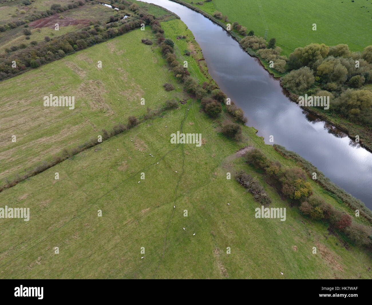 Aerial photograph of the river Weaver in Frodsham, Cheshire Stock Photo