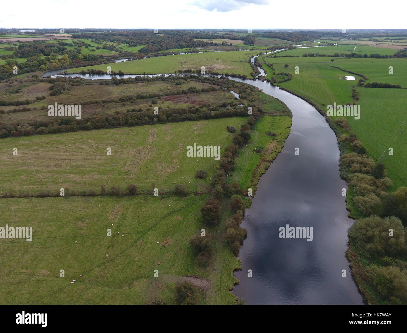 Aerial photograph of the river Weaver in Frodsham, Cheshire Stock Photo