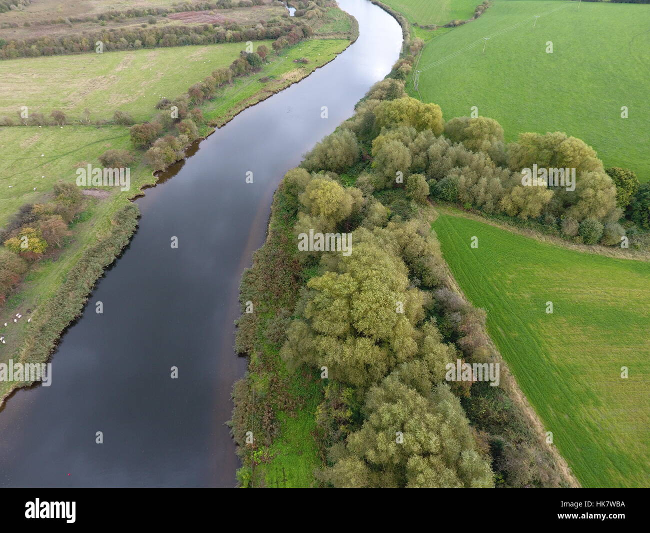 Aerial photograph of the river Weaver in Frodsham, Cheshire Stock Photo