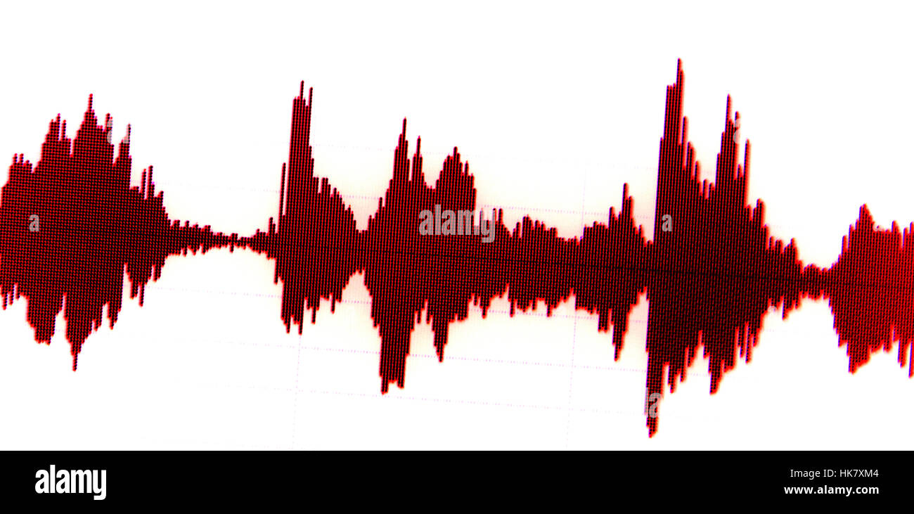 Sound recording studio audio wave on computer screen in professional editing program for voice