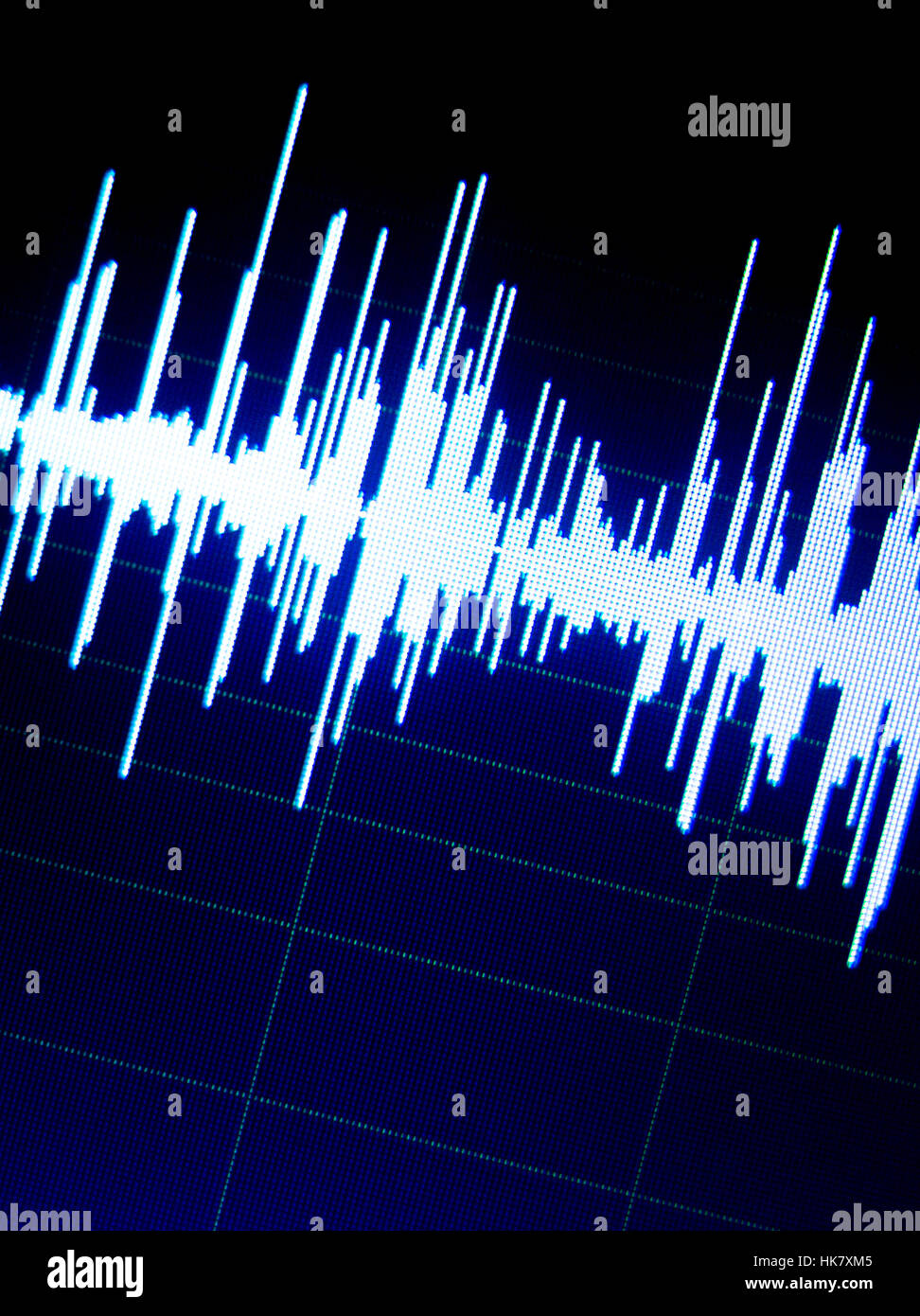 Sound recording studio audio wave on computer screen in professional editing program for voice