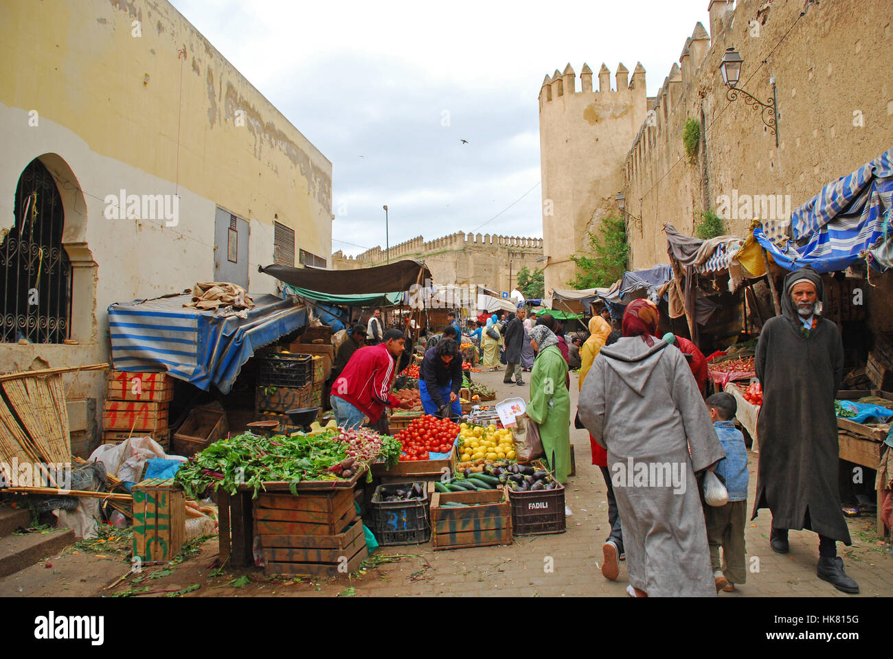 Bazar road next to ramparts of Kasbah des Filalas Fez Morocco Stock Photo -  Alamy